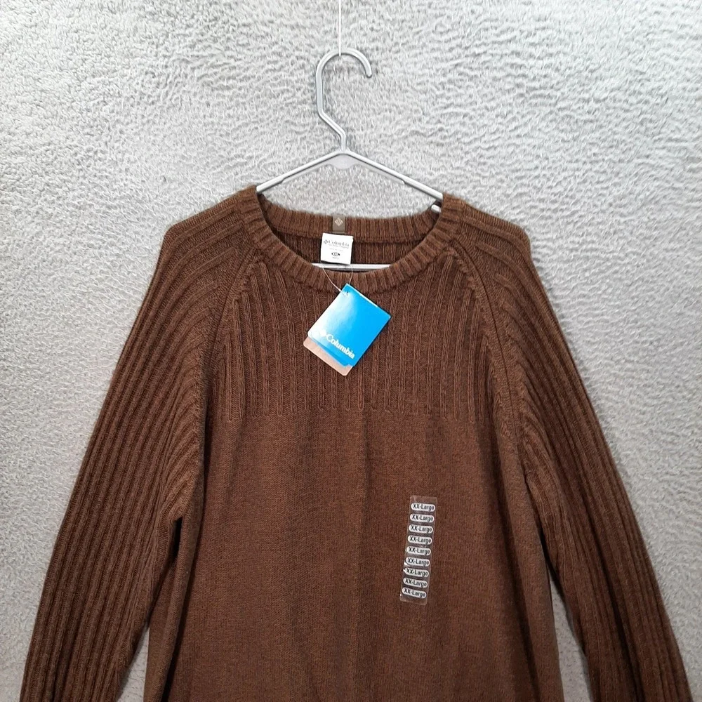 Columbia‎ Sweater Adult 2XL XXL Brown Knit ROC Crew Knit Outdoors Preppy NEW